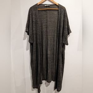 Bryn Walker 100% Linen Open Front Long Line Top Olive Green Size Small